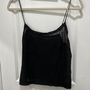 Vintage Banana Republic Linen Black Sheer Tank Top Sz S